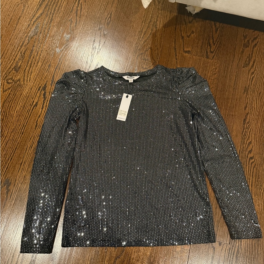 BB Dakota by Steve Madden Black Sequin Top